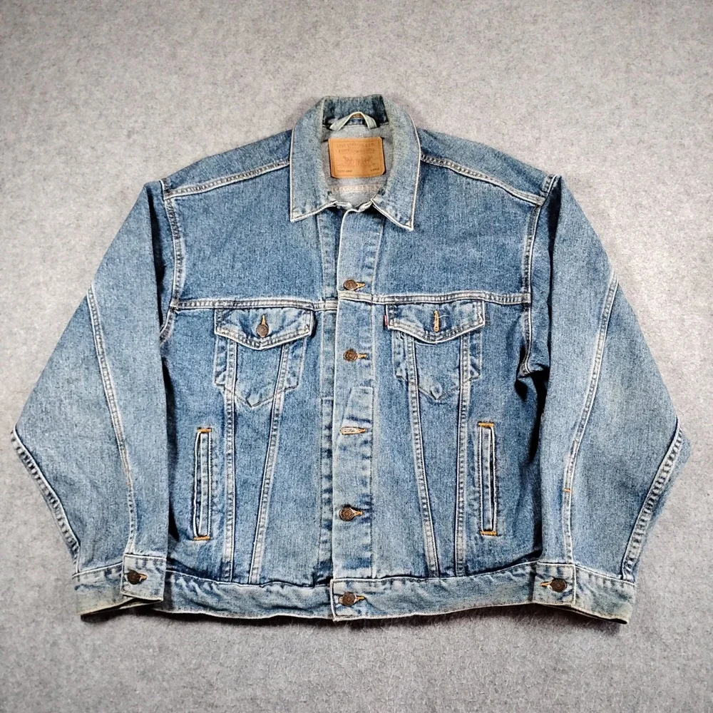 Vintage Levis 70507-4890 Mens Large Denim Trucker Jacket Blue Made in USA 90s - Picture 1 of 14